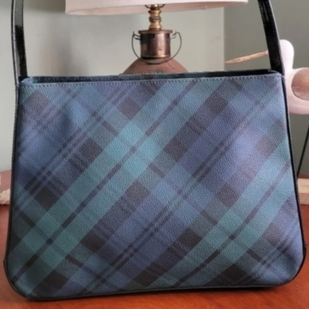 Ralph Lauren Black Label Tartan Plaid Blue Green Shoulder Bag Vintage